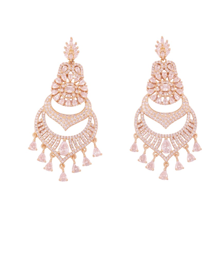 Opulent Rose Gold Chandbali Earrings