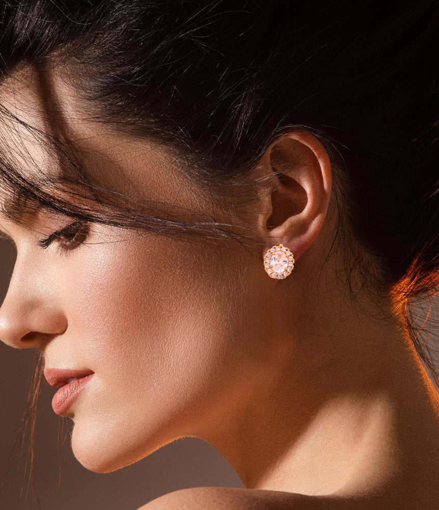 Radiant Halo Oval Stud Earrings