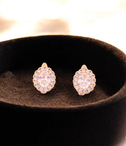 Radiant Halo Oval Stud Earrings