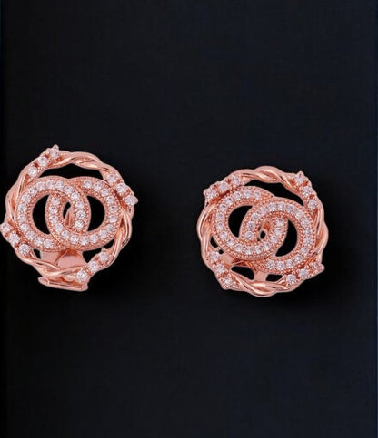 Rose Gold Twisted Glam Earrings