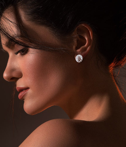 Silver Wave Stud Earrings