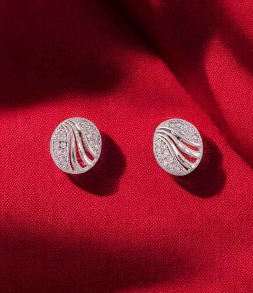 Silver Wave Stud Earrings