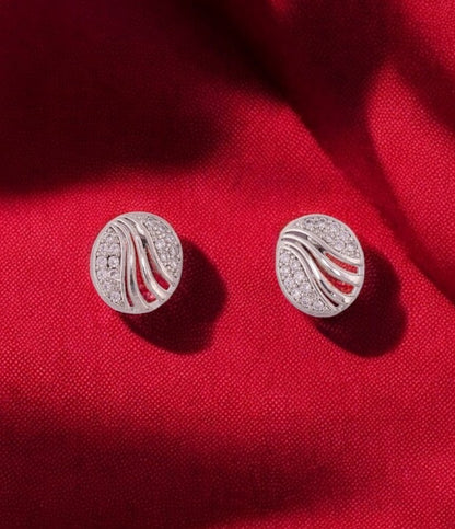 Silver Wave Stud Earrings